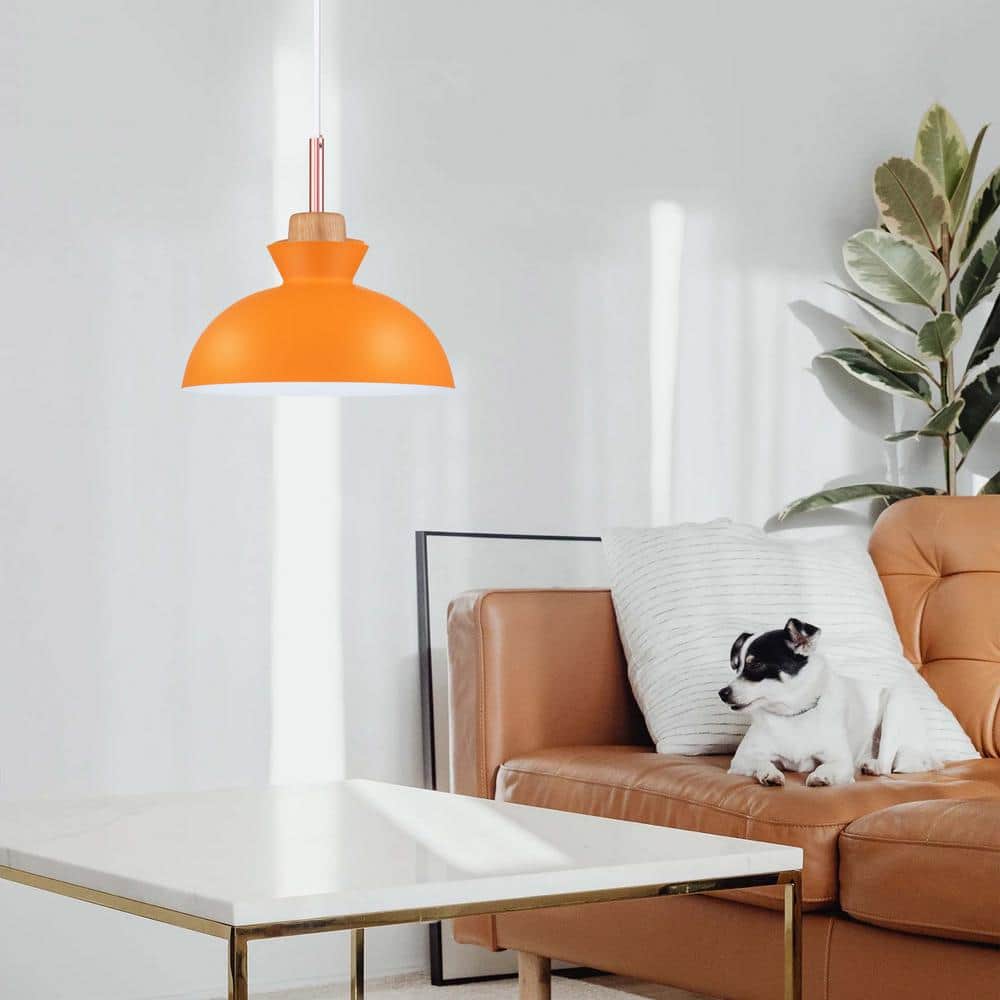 Ozma Orange Aluminum Dome Pendant Light with Adjustable Cord