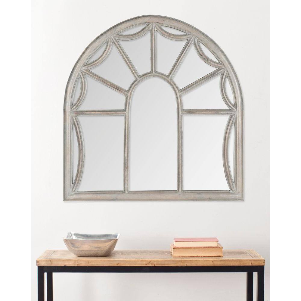 Gray Mango Wood Palladian Arch Wall Mirror
