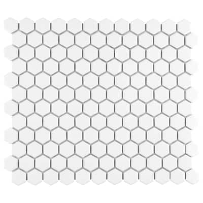 Metro 1 in. Hex Matte White 10-1/4 in. x 11-7/8 in. Porcelain Mosaic Tile (8.6 sq. ft./Case)