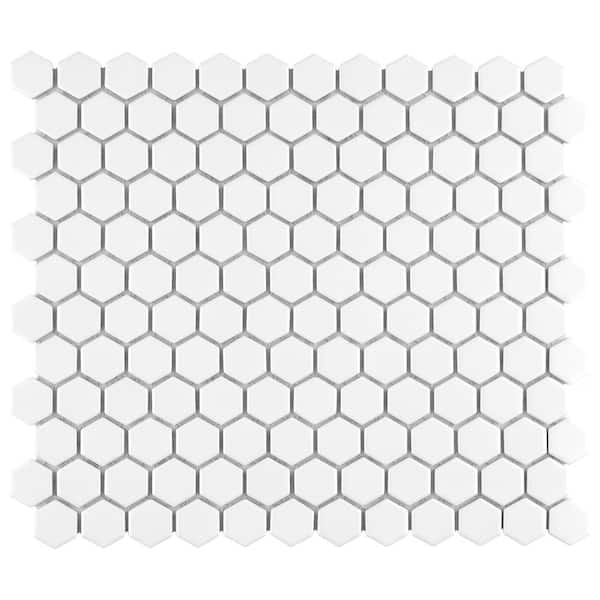 Merola Tile Metro 1 in. Hex Matte White 10-1/4 in. x 11-7/8 in. Porcelain Mosaic Tile (8.6 sq. ft./Case)
