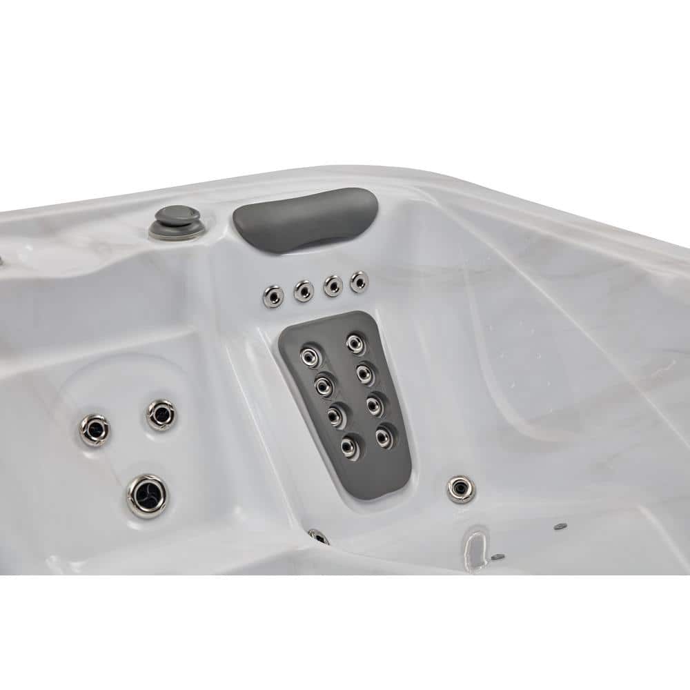 Danika 5-Person Gray Acrylic Rectangle Hot Tub with Jets and LED Lighting
