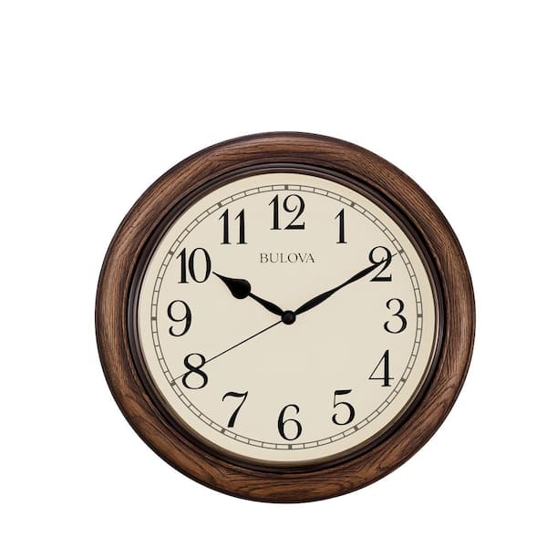 Bulova 16 in. H x 16 in. W Wall Clock with Solid Oak Case