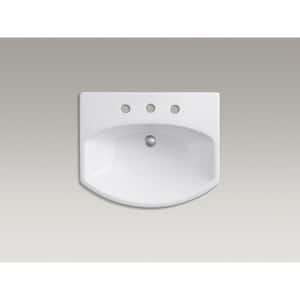 Cimarron 8 in. Widespread Vitreous China Pedestal Combo Bathroom Sink in White with Overflow Drain