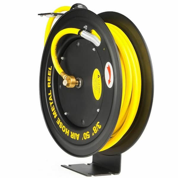XtremepowerUS Auto-Rewind Retractable 50-Ft x 1/2-Inch Air Hose Reel with  Air Rubber Hose