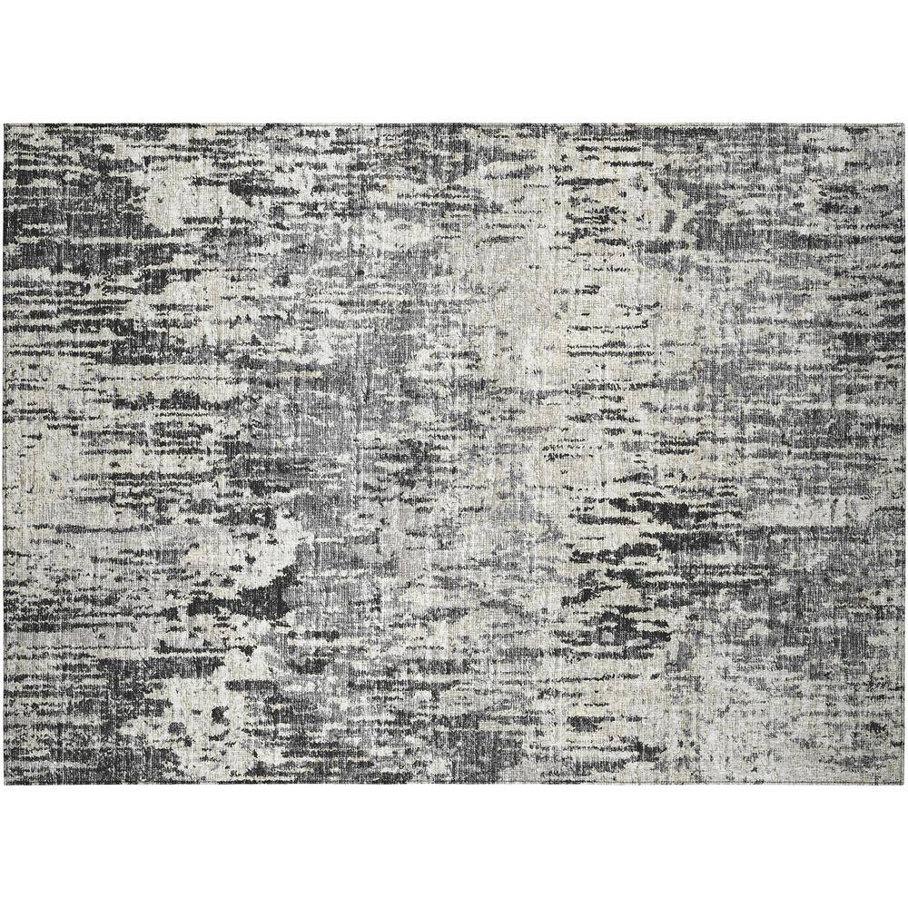Accord Black 1 ft. 8 in. x 2 ft. 6 in. Abstract Indoor/Outdoor Washable Are