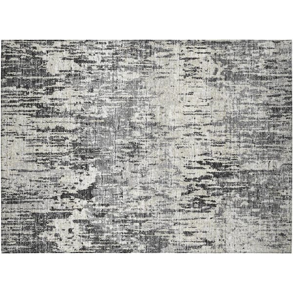 Addison Rugs Accord Black 1 ft. 8 in. x 2 ft. 6 in. Abstract Indoor/Outdoor Washable Area Rug