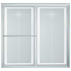 Deluxe 59-3/8 in. x 56-1/4 in. Framed Sliding Tub Door in Silver with Handle