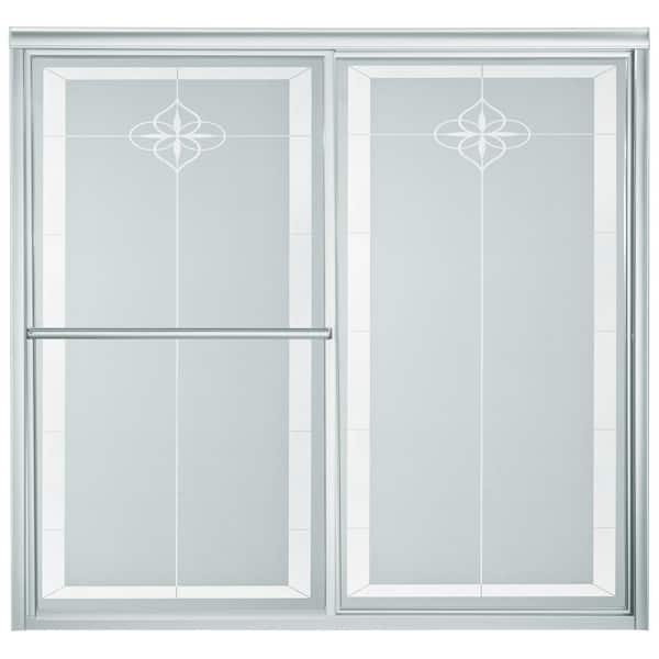 STERLING Deluxe 59-3/8 in. x 56-1/4 in. Framed Sliding Tub Door in Silver with Handle