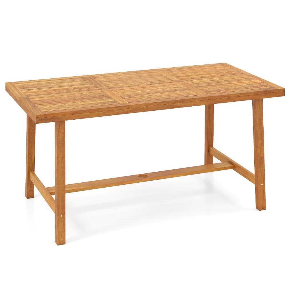 63 in. x 32 in. Acacia Wood Outdoor Dining Table for 6 with Umbrella Hole and 165 lb. Capacity, Natural price history on PriceWatchPro