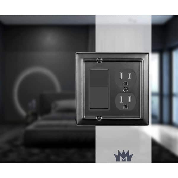 Architectural 2-Gang 1-Decorator/Rocker/1-Duplex Wall Plate (Matte Black)