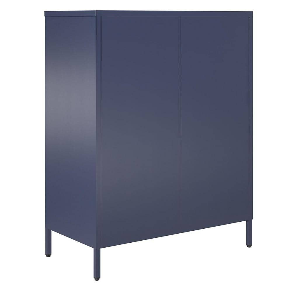 Navy Metal Mesh 2-Door Adjustable Shelving Accent Cabinet