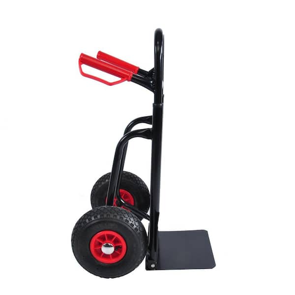 5 cu. ft. Steel Powered Weelbarrow,Hand Truck with Dual Handles, Folding Platform Trolley for Warehouse,Moving,Grocery
