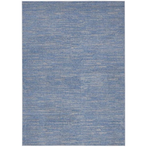 Blue, Gray 6 ft. x 9 ft. Woven Polypropylene Indoor/Outdoor Area Rug