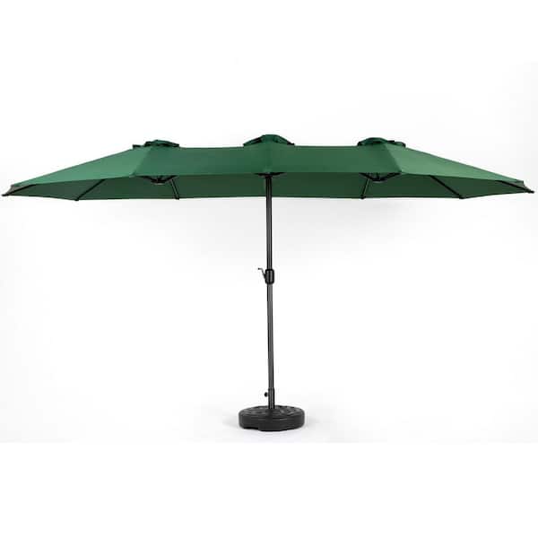 Otryad 14.86 ft. Steel Market Outdoor Patio Umbrella with 12-Ribs, Crank Open/Close System, Double Sided Umbrella in Dark Green