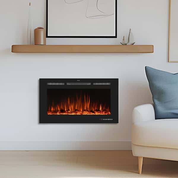 Prismaster ...keeps your home stylish 36 in. Electric Fireplace Insert with Remote and Log Crystal, Black