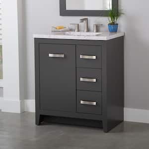 Blakely 31 in. W x 19 in. D x 36 in. H Single Sink Freestanding Bath Vanity in Shale Gray with Lunar Cultured Marble Top