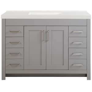Westcourt 49 in. W x 22 in. D Bath Vanity in Sterling Gray with Cultured Marble Vanity Top in White with White Sink
