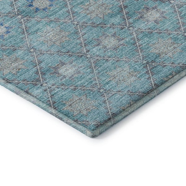 Mayfield Premium Machine Washable Abstract AMF1858 Teal 10 ft. x 14 ft. Area Rug
