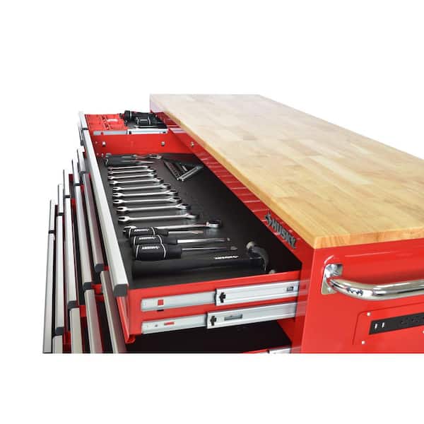 Husky Tool Storage 72 in. W x 21 in. D Standard Duty Gloss Red Mobile Workbench Tool Chest