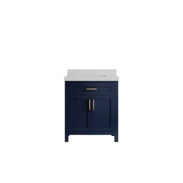 Willow Collections Cambridge 30 in. W x 22 in. D x 36 in. H Bath Vanity in Hale Navy Blue with 2 in. Carrara Quartz Top