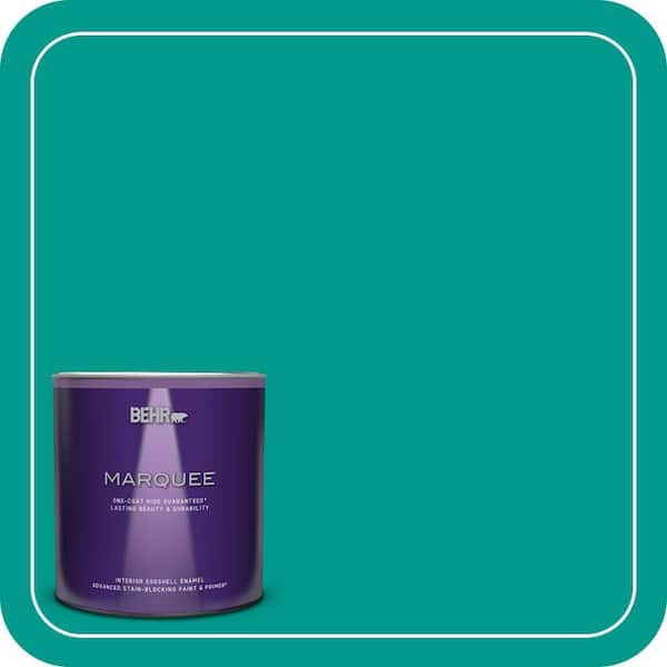 BEHR MARQUEE 1 qt. #S-G-490 Intense Teal Eggshell Enamel Interior Paint & Primer