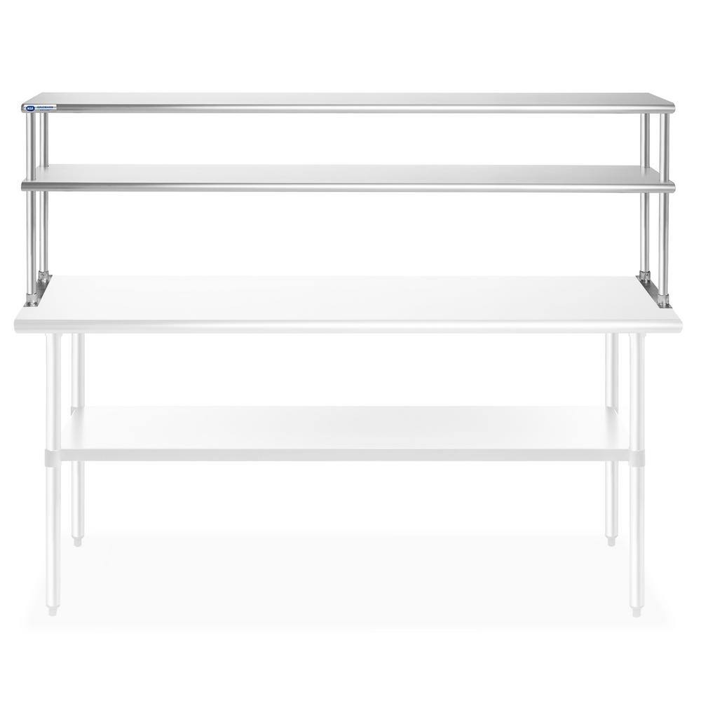 72" Satin Stainless Steel 2-Tier Overshelf for Prep Tables