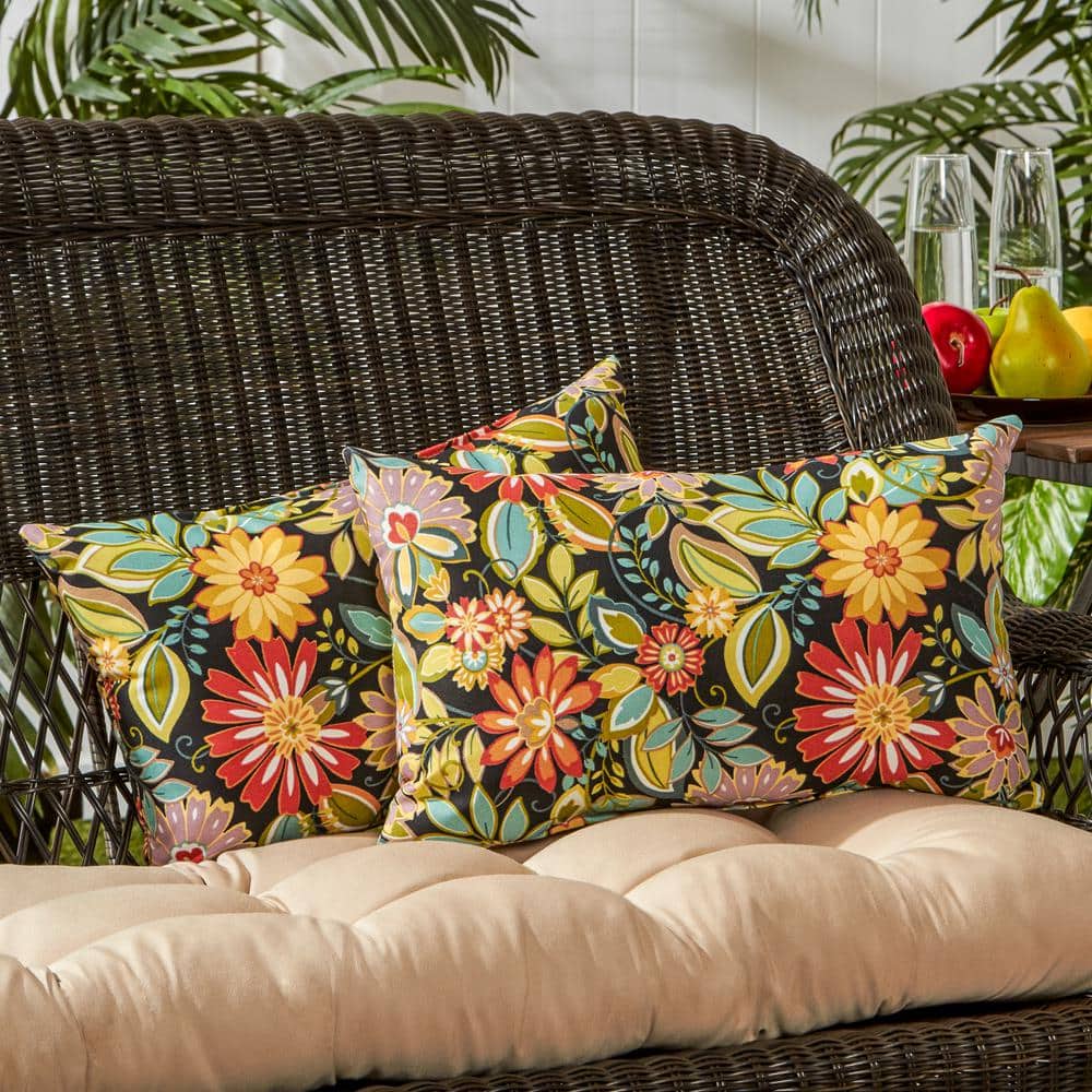 Jungle Floral Rectangular Outdoor Throw Pillows Set