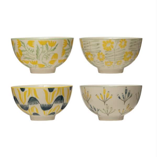 Storied Home 4.5 in. 28.05 fl.oz Multi-Colored Stoneware Serving Bowls (Set of 4)