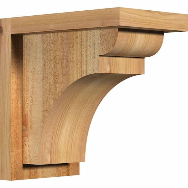 Ekena Millwork 6 in. x 10 in. x 10 in. Western Red Cedar Yorktown Rough Sawn Corbel with Backplate