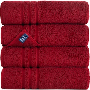 4-Piece Burgundy Turkish Cotton Bath Towels