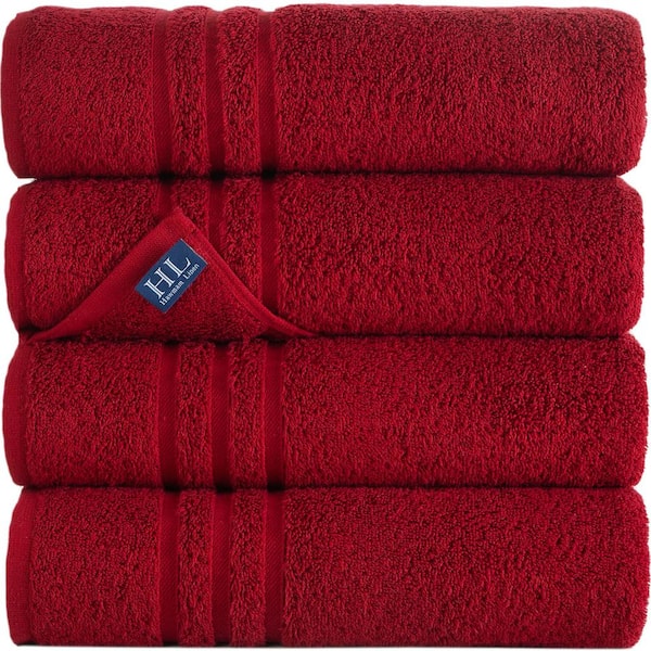 Hawmam Linen 4-Piece Burgundy Turkish Cotton Bath Towels