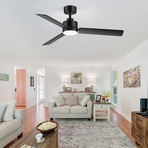 Bartholomew 48 in. Indoor Black Ceiling Fan with LED Light and Remote Control Included