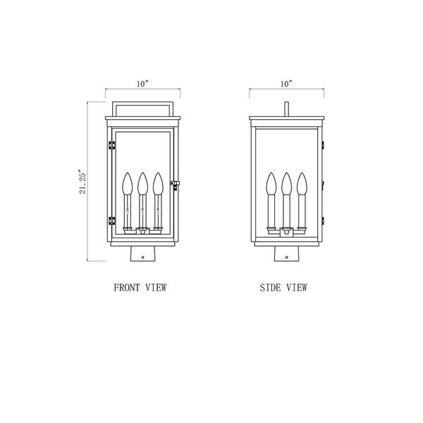 Unbranded - Hartwell 21.25 in. 4 light Sand Black Aluminum Hardwired Outdoor Marine Grade Post Light with No Bulb Included