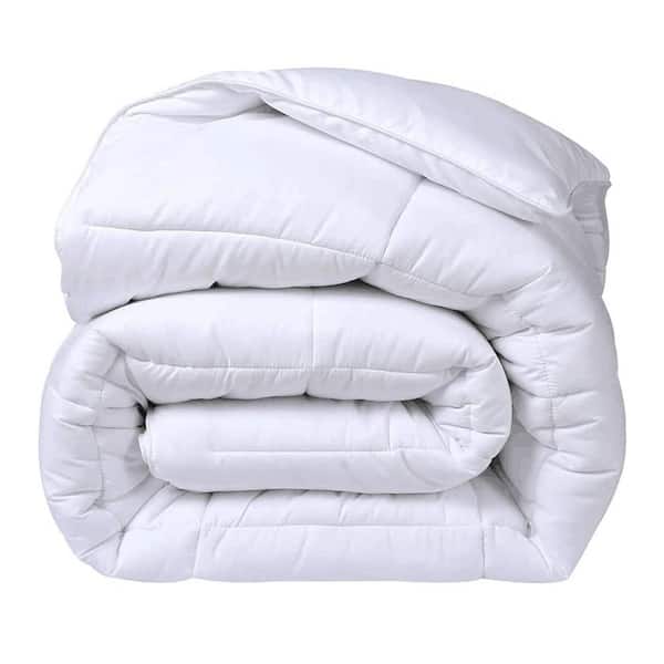 White Queen Size Cooling Comforter - Down Alternative Duvet Insert with Anti-Clump Tech Polyester