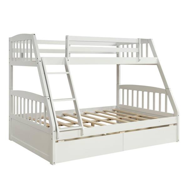 Unbranded White Twin Over Bunk Bed with 2-Drawer Storage Space