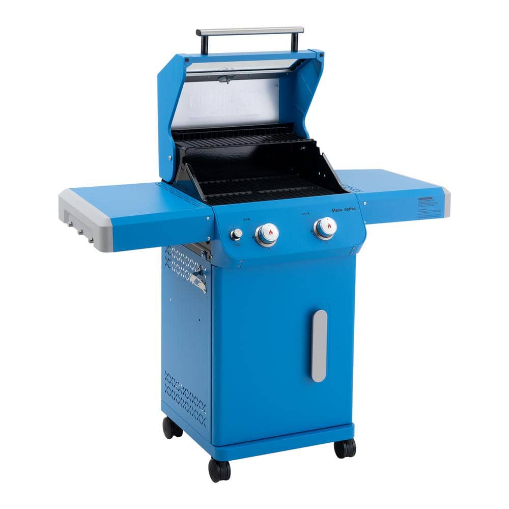 Blue 2-Burner Propane Gas Grill with Clear View Lid