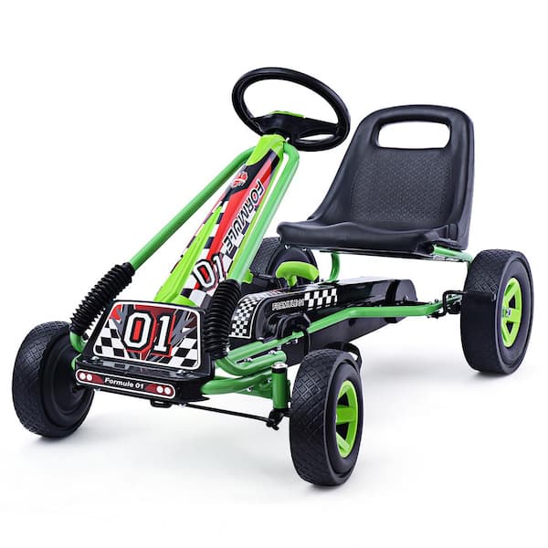 Costway Go Kart 4 Wheel 7.08 in. Pedal Powered Kids Car with