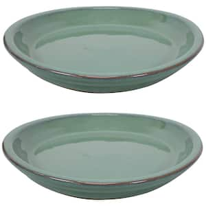 11.75 in. Seafoam Ceramic Planter Saucer (Set of 2)