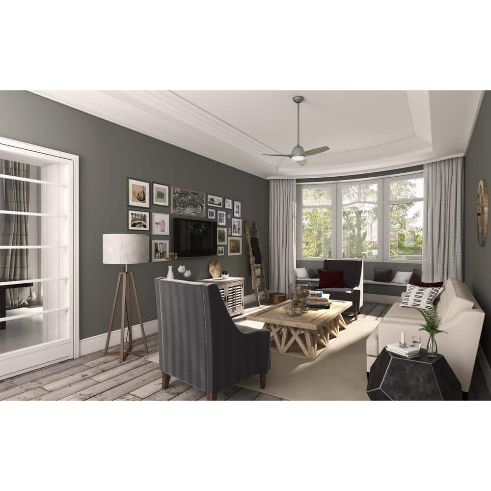 Wisp 44 in. Painted Pewter Indoor Ceiling Fan with LED Light Kit and Handheld Remote price history on PriceWatchPro