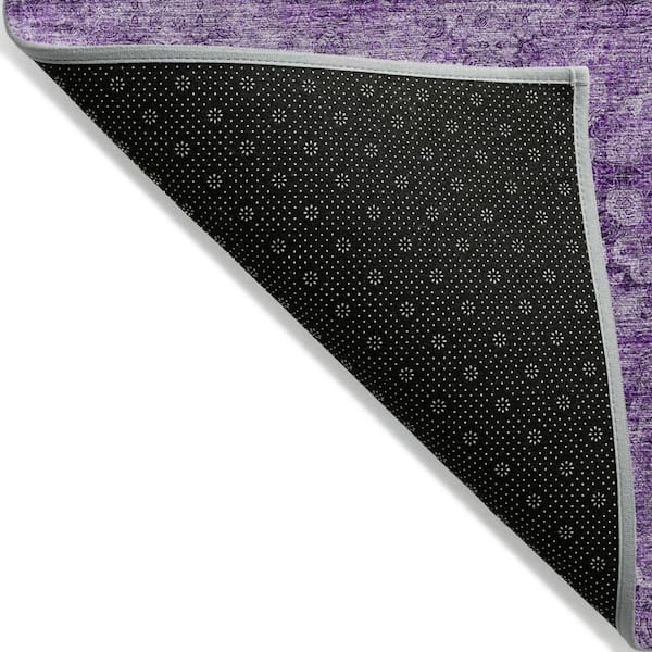 Eggplant 8 ft. x 10 ft. Woven Floral;Medallion Polyester Rectangle Indoor / Outdoor Area Rug
