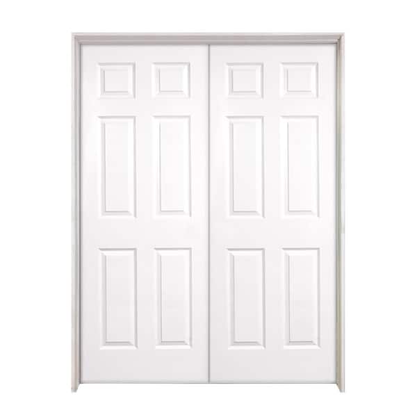 Steves & Sons 48 in. x 80 in. 6-Panel Smooth Hollow Core Primed