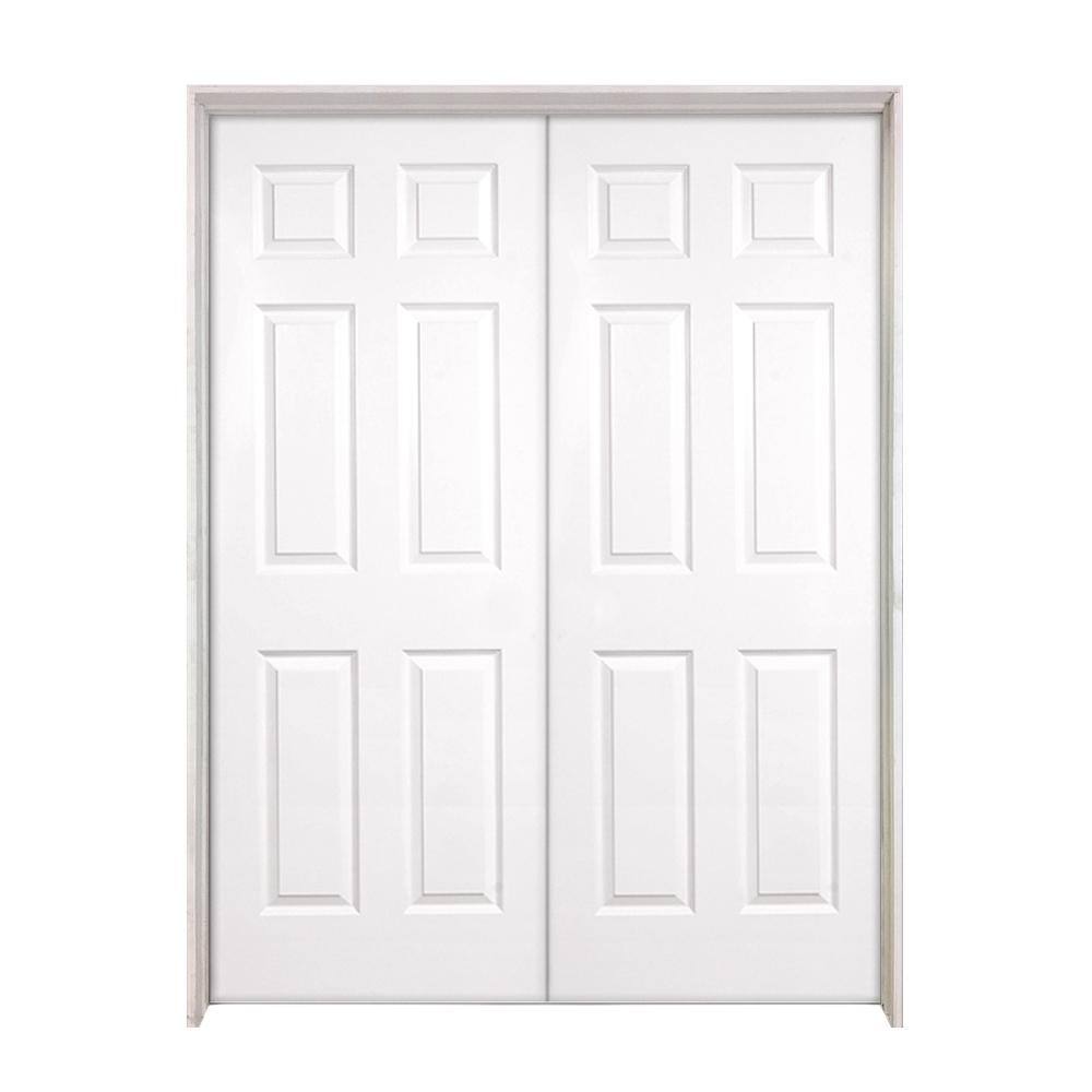 Steves & Sons 60 in. x 80 in. 6-Panel Smooth Hollow Core Primed