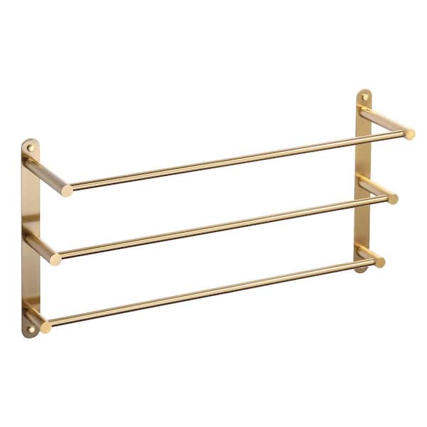 IVIGA 24 in. Bathroom 3-Tiers Towel Rack Wall Mount Towels Shelves/Bars in Stainless Steel Brushed Gold
