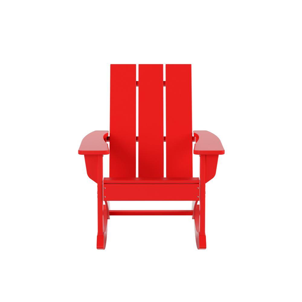 Shoreside Eco-Friendly HDPE Adirondack Rocking Chair in Red