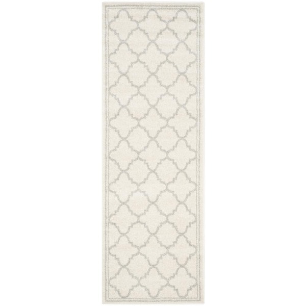 Amherst 2 ft. x 17 ft. Beige/Light Gray Border Multi-Trellis Runner Rug