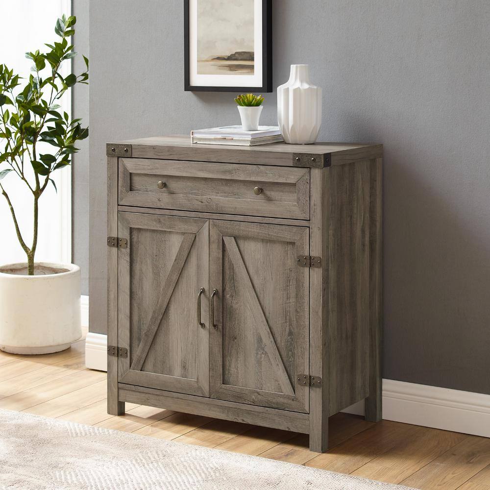 Welwick Designs Barnwood Collection 30 in. Grey Wash Accent Cabinet ...