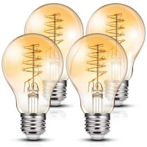 60-Watt Equivalent Vintage LED Edison Bulbs 4-Watt Antique LED Filament Bulb A19 2700K Warm White Non Dimmable 4-Pack