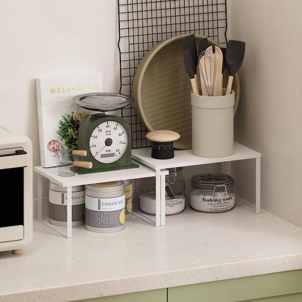 Ravel White/White Nestable Kitchen Counter Shelves (Set of 2)