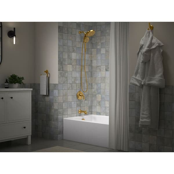 Sundae Single Handle 1-Spray Tub and Shower Faucet 1.75 GPM in. Vibrant Brushed Moderne Brass (Valve Included)