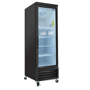 19.2 cu. ft. Black Commercial Refrigerators, Glass Door Merchandiser Refrigerator with Swing Door and LED Top Panel